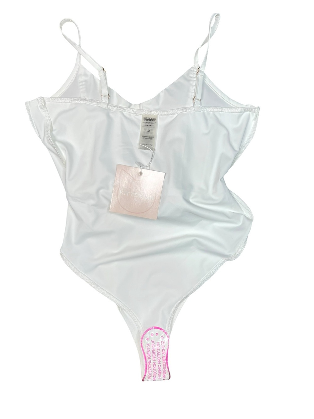 Kittenish Pool Girl Belted One Piece White Gold Toned Hardware Size Small NWT - Picture 8 of 12